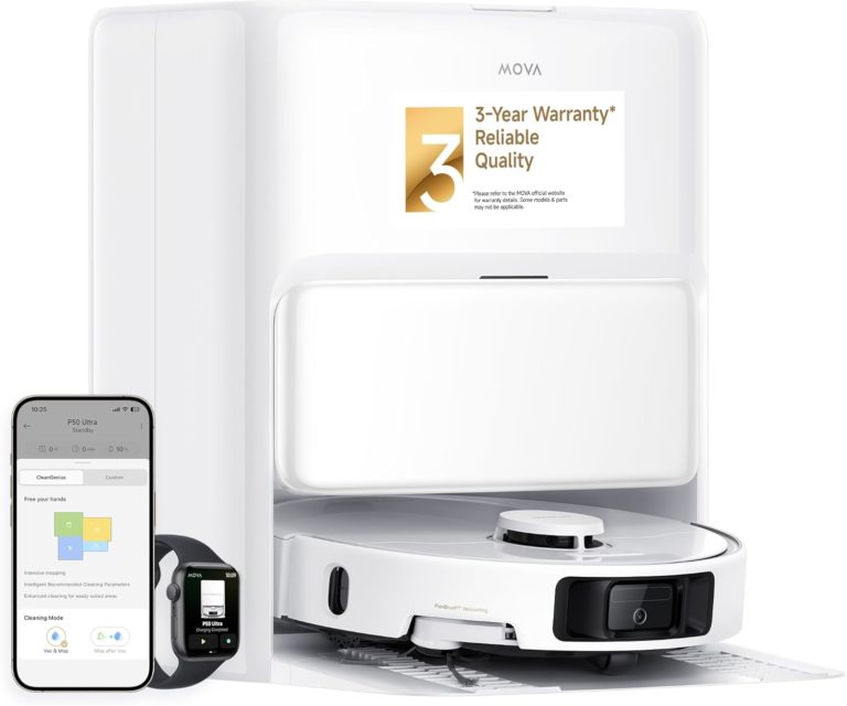 Mova P50 Ultra Robot Vacuum Cleaner with Flexible Mop, Anti-Tangle Brush, Corner and Edge Cleaning